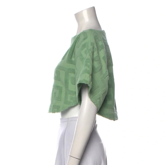 Lucy Folk Meandros Boxy Tee Agave Green Terry S Cropped - Picture 4 of 10